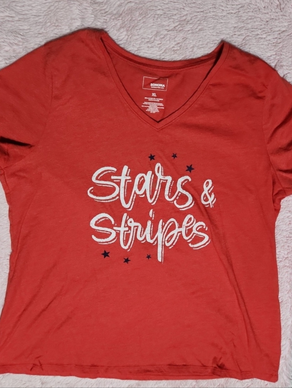 Sonoma Red V-Neck 'Stars & Stripes' Graphic Tee